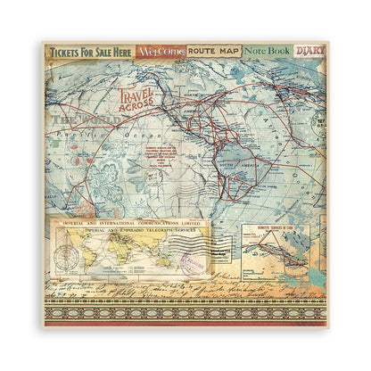 Stamperia -  (12”X12”) Single Face 22 sheets  Art of travelling