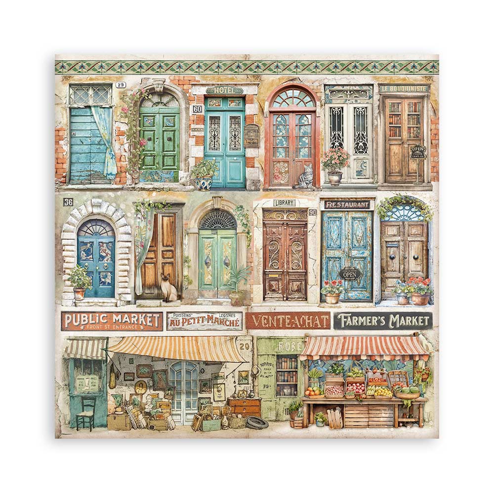 Stamperia -  (12”X12”) Single Face 22 sheets  Art of travelling