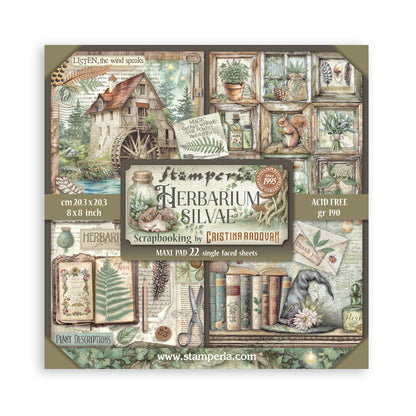 Stamperia - (8”X8”) 22 sheets Maxi Single Sided face - Herbarium Silvae