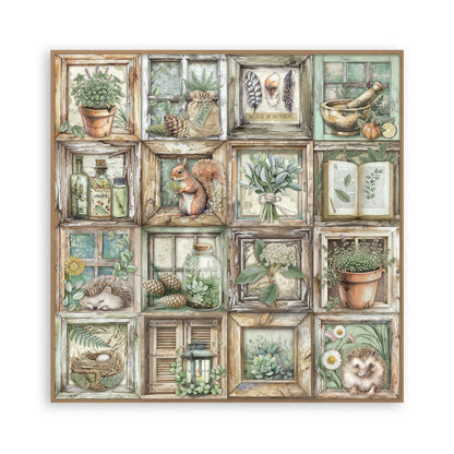 Stamperia - (8”X8”) 22 sheets Maxi Single Sided face - Herbarium Silvae