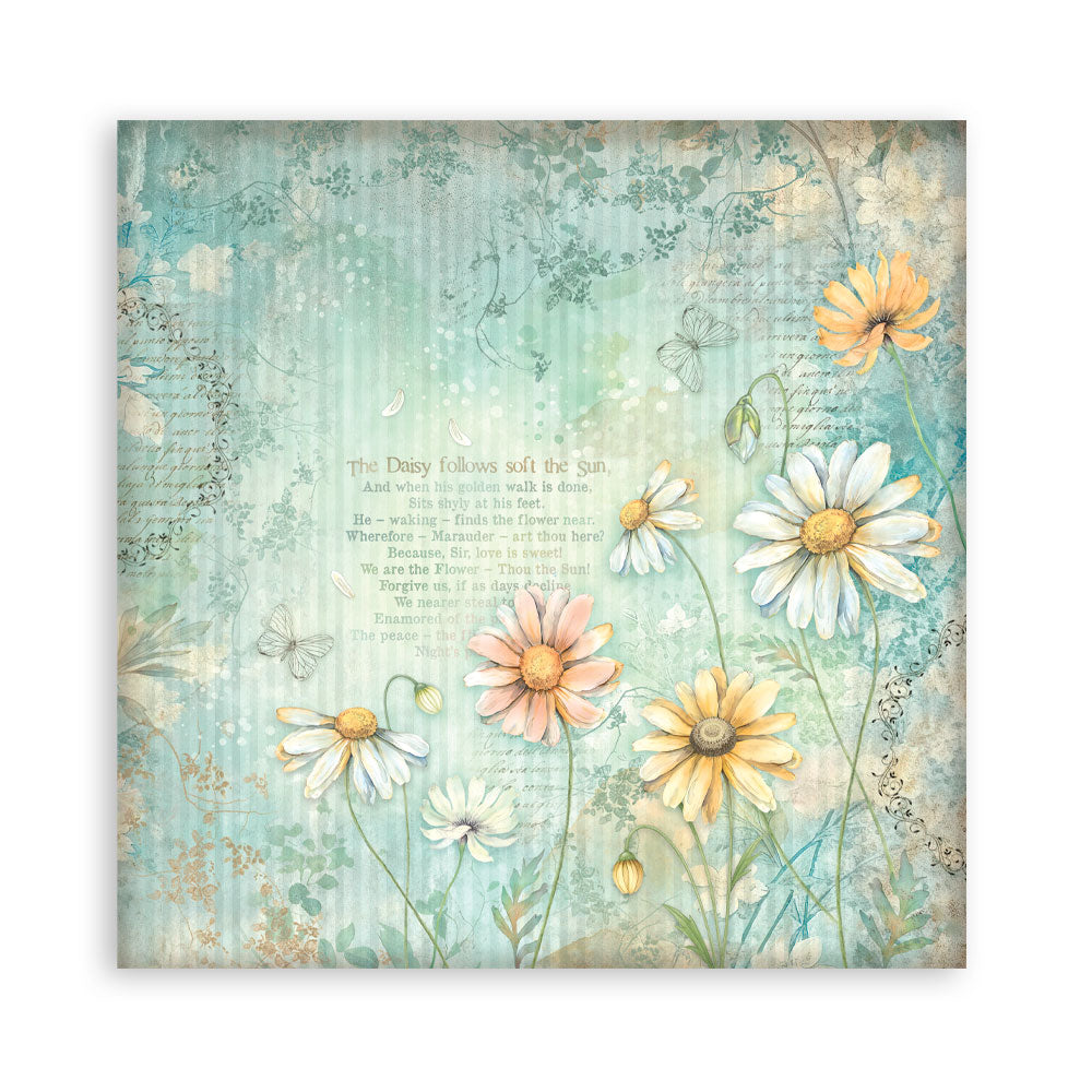 Stamperia - (8”X8”) 22 sheets Maxi Single Sided face - Daisy Art