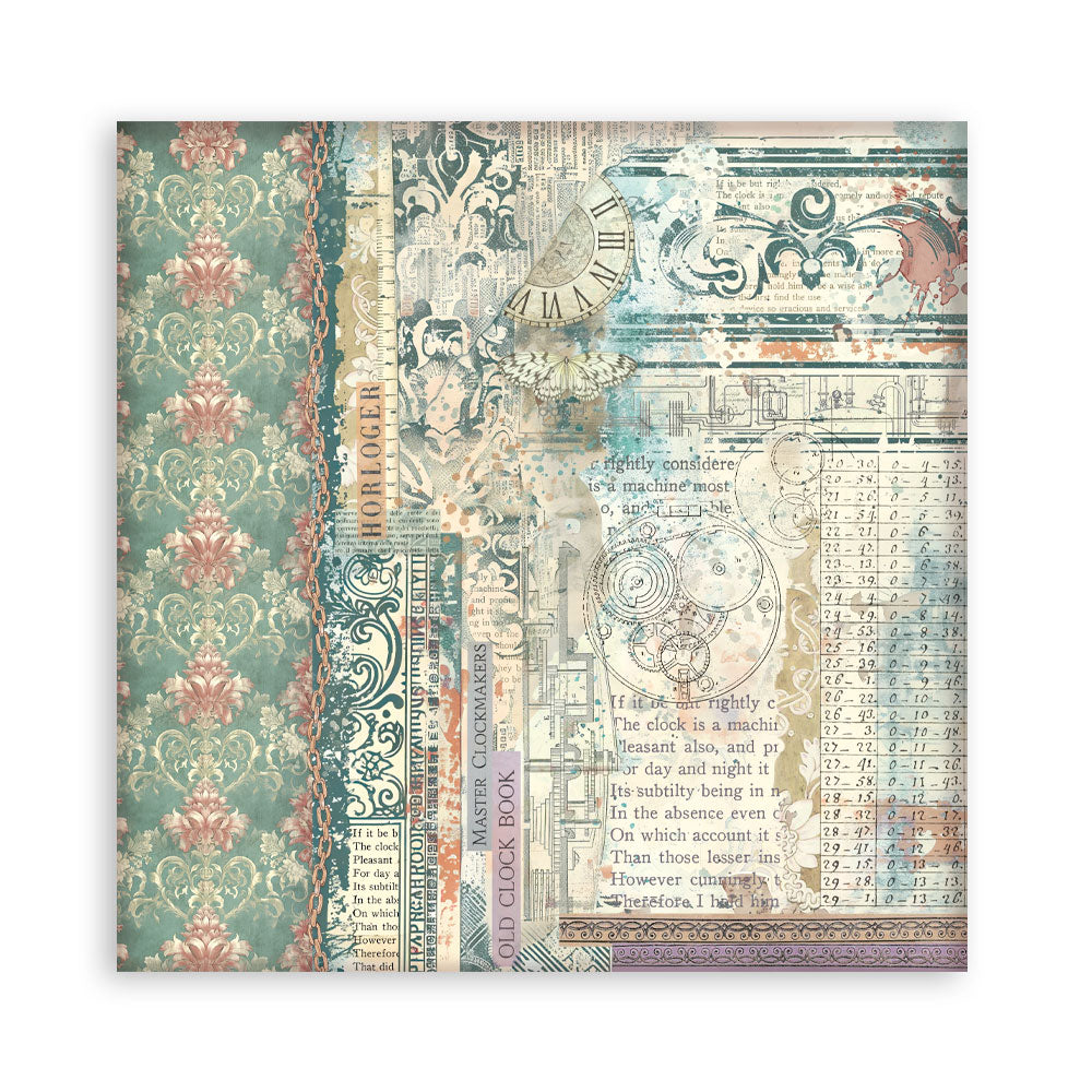Stamperia - (8”X8”) 22 sheets Maxi Single Sided face - Garden of Time