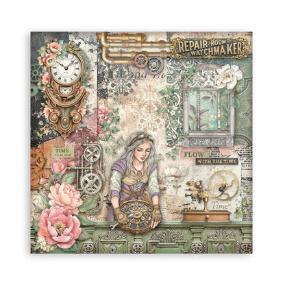 Stamperia - (8”X8”) 22 sheets Maxi Single Sided face - Garden of Time
