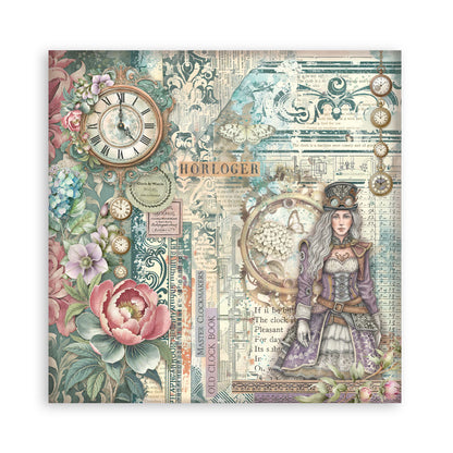 Stamperia - (8”X8”) 22 sheets Maxi Single Sided face - Garden of Time