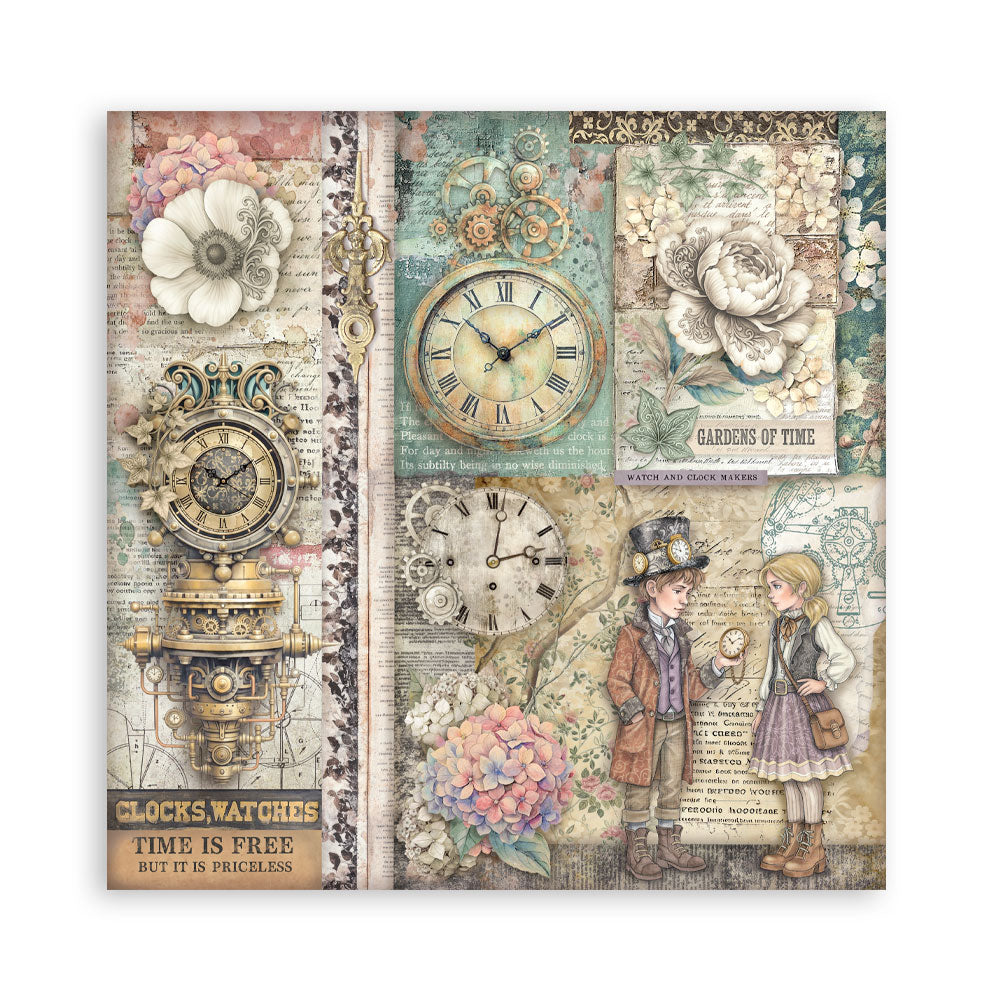 Stamperia - (8”X8”) 22 sheets Maxi Single Sided face - Garden of Time