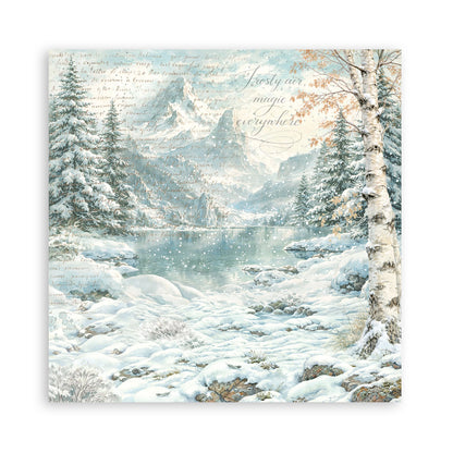 Stamperia - (8”X8”) 22 sheets Maxi Single Sided face - White Christmas