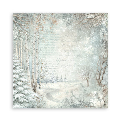 Stamperia - (8”X8”) 22 sheets Maxi Single Sided face - White Christmas