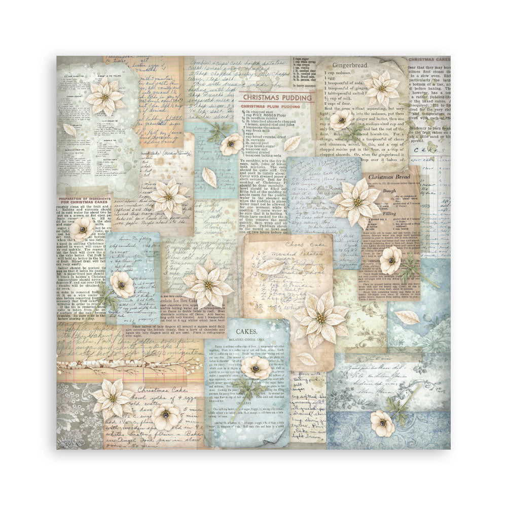 Stamperia - (8”X8”) 22 sheets Maxi Single Sided face - White Christmas