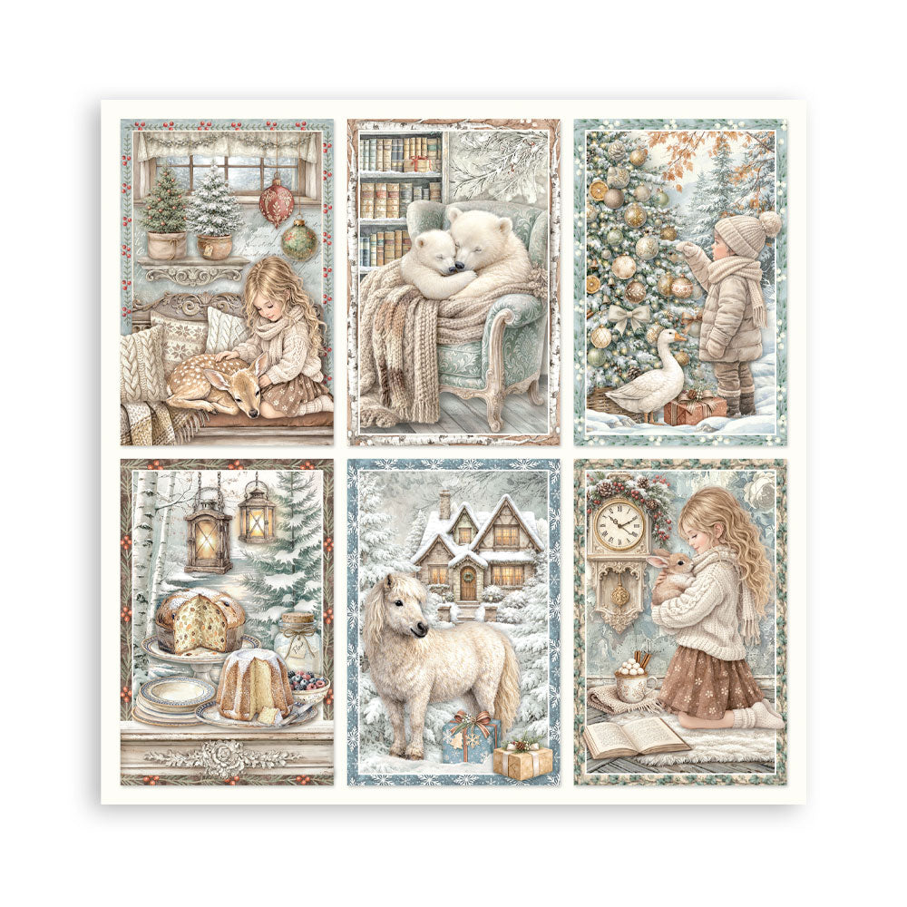 Stamperia - (8”X8”) 22 sheets Maxi Single Sided face - White Christmas