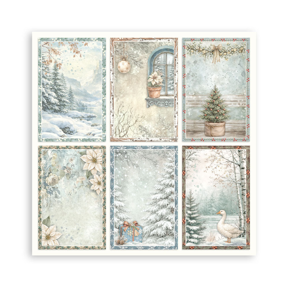 Stamperia - (8”X8”) 22 sheets Maxi Single Sided face - White Christmas