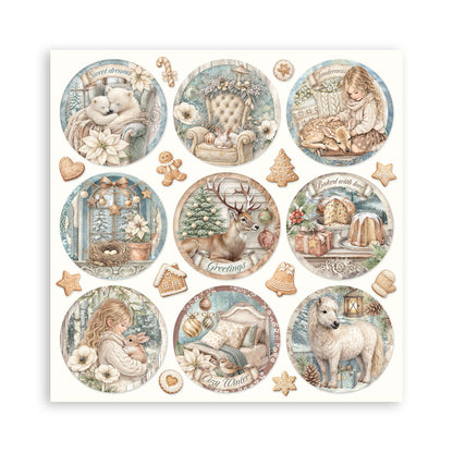 Stamperia - (8”X8”) 22 sheets Maxi Single Sided face - White Christmas