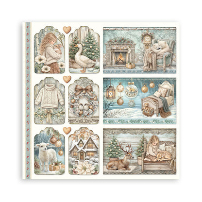 Stamperia - (8”X8”) 22 sheets Maxi Single Sided face - White Christmas