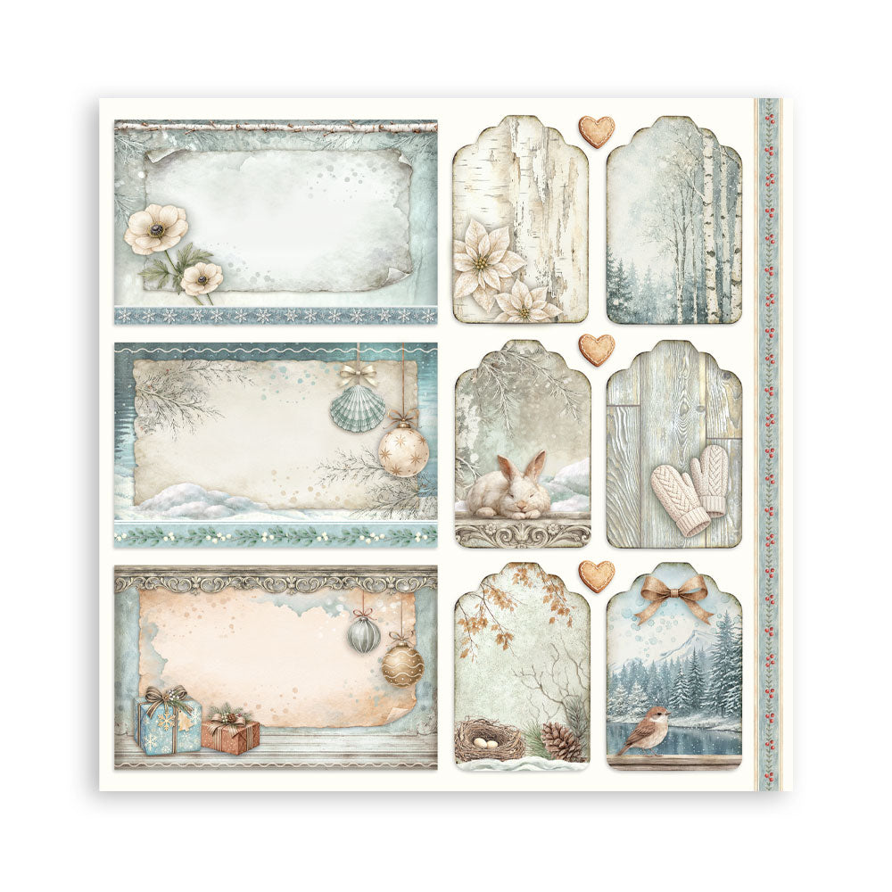 Stamperia - (8”X8”) 22 sheets Maxi Single Sided face - White Christmas