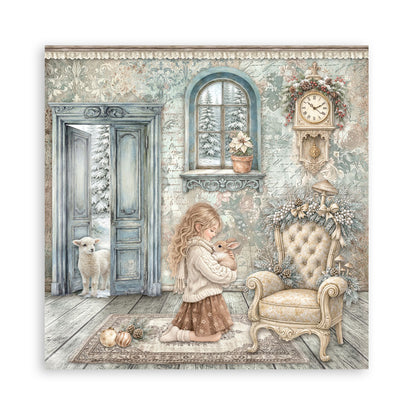 Stamperia - (8”X8”) 22 sheets Maxi Single Sided face - White Christmas