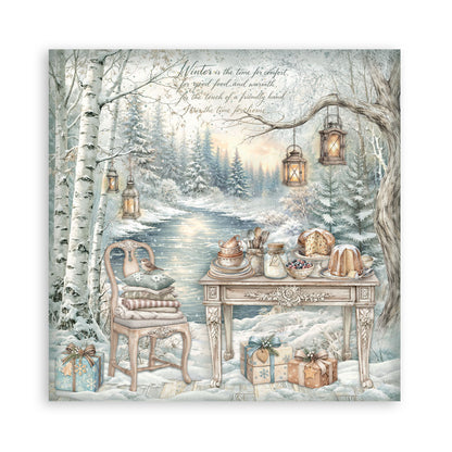 Stamperia - (8”X8”) 22 sheets Maxi Single Sided face - White Christmas