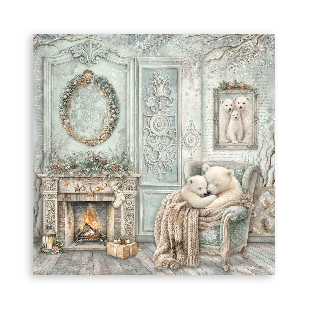 Stamperia - (8”X8”) 22 sheets Maxi Single Sided face - White Christmas