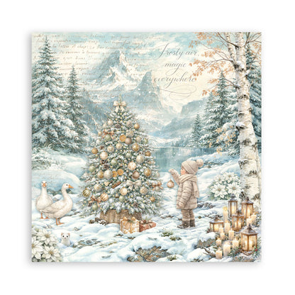 Stamperia - (8”X8”) 22 sheets Maxi Single Sided face - White Christmas
