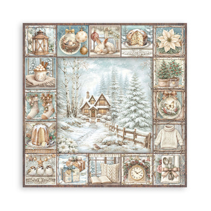 Stamperia - (8”X8”) 22 sheets Maxi Single Sided face - White Christmas