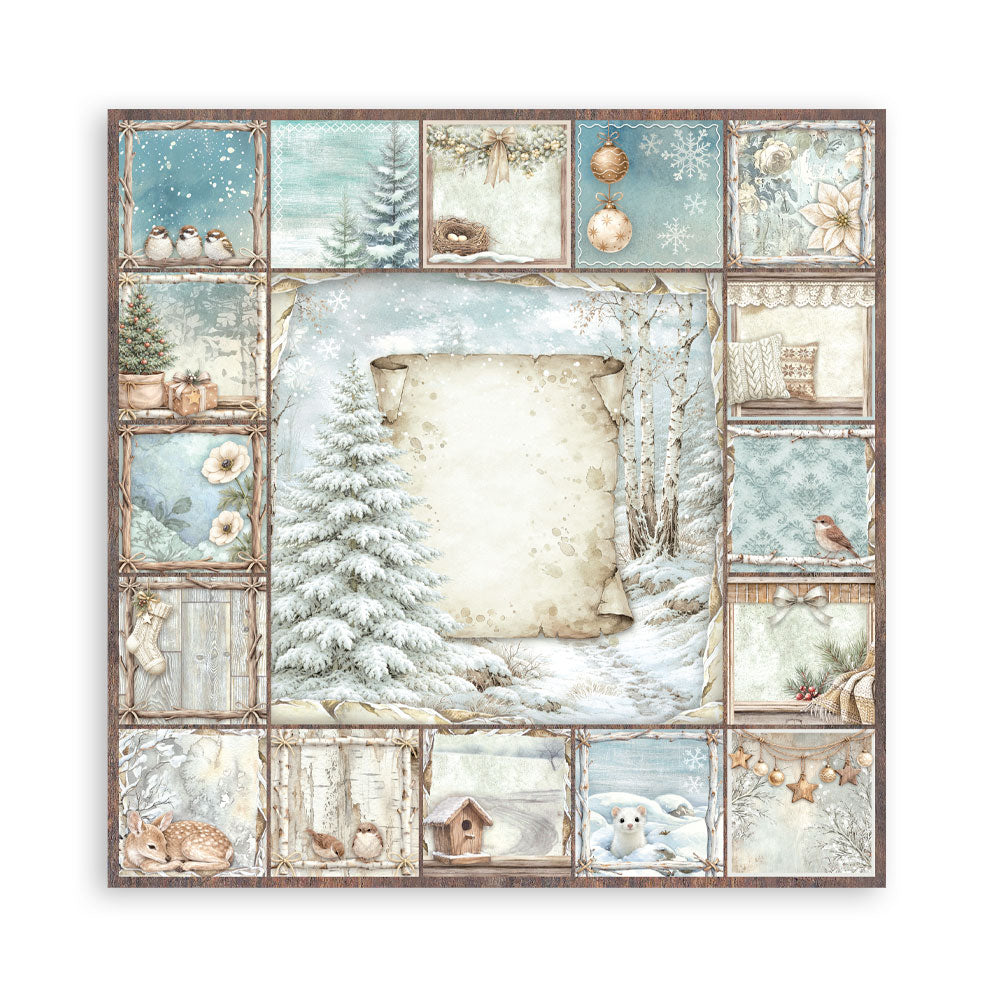 Stamperia - (8”X8”) 22 sheets Maxi Single Sided face - White Christmas