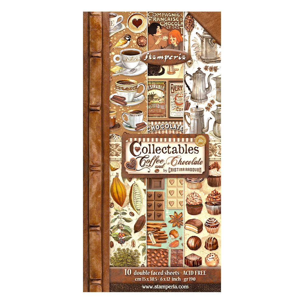 Stamperia -  Collectables 10 Sheets 15X30,5cm (6”X12”) Coffee and Chocolate