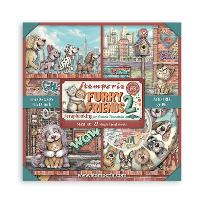 Stamperia -  (12”X12”) Single Face 22 sheets - Furry Friends 2