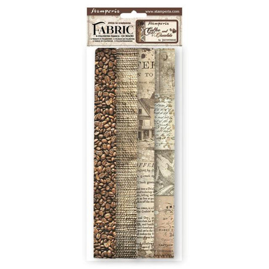 Stamperia  - 4 pack Fabric 30 x 30 - Coffee and Chocolate