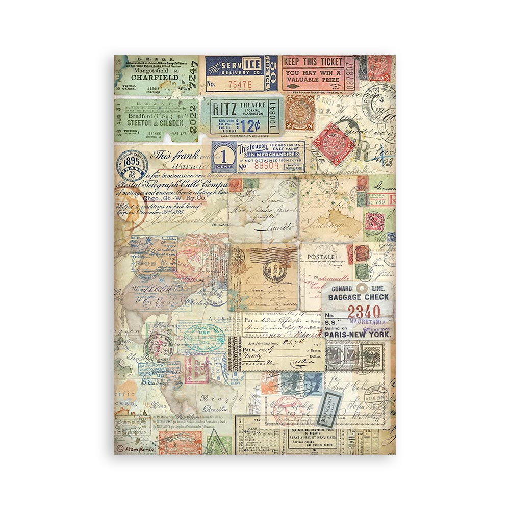 Stamperia - Washi Pad 8 Sheets A5 - Art of travelling