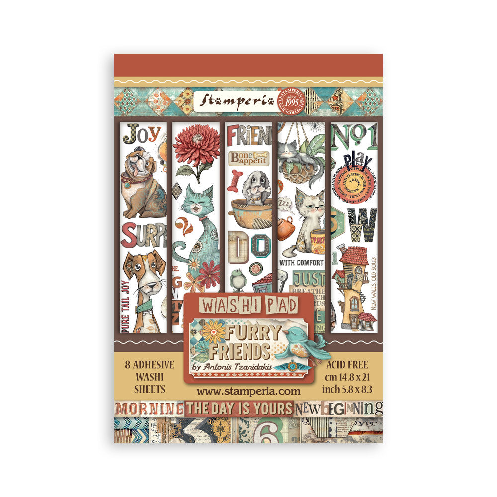 Stamperia - Washi Pad 8 Sheets A5 - Furry Friends