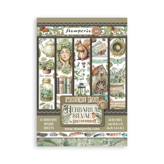 Stamperia - Washi Pad 8 Sheets A5 - Herbarium Silvae