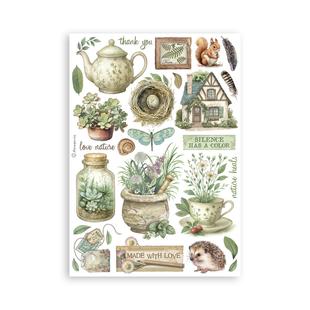 Stamperia - Washi Pad 8 Sheets A5 - Herbarium Silvae