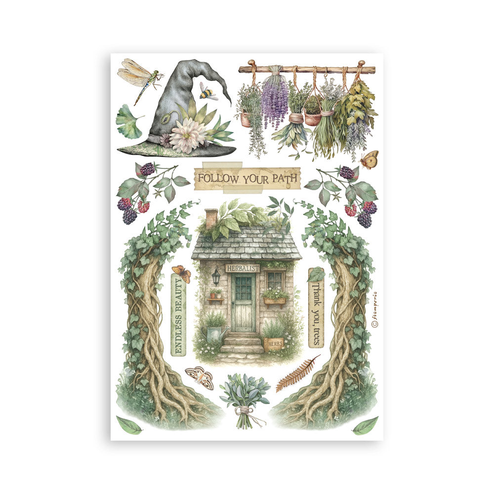 Stamperia - Washi Pad 8 Sheets A5 - Herbarium Silvae