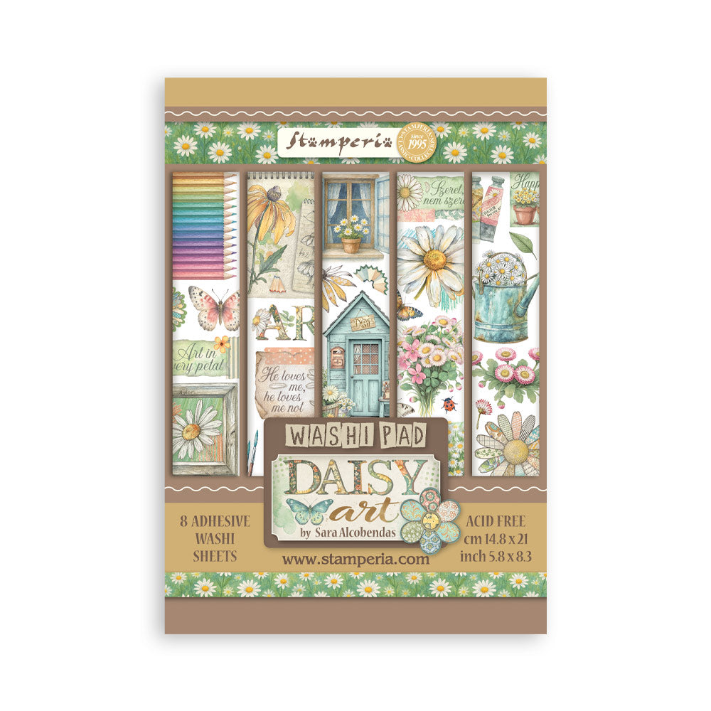 Stamperia - Washi Pad 8 Sheets A5 - Daisy Art