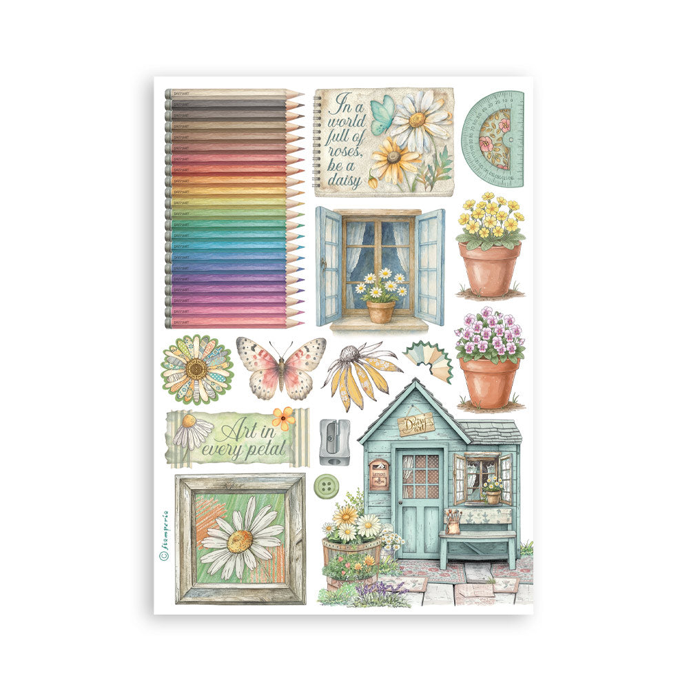 Stamperia - Washi Pad 8 Sheets A5 - Daisy Art