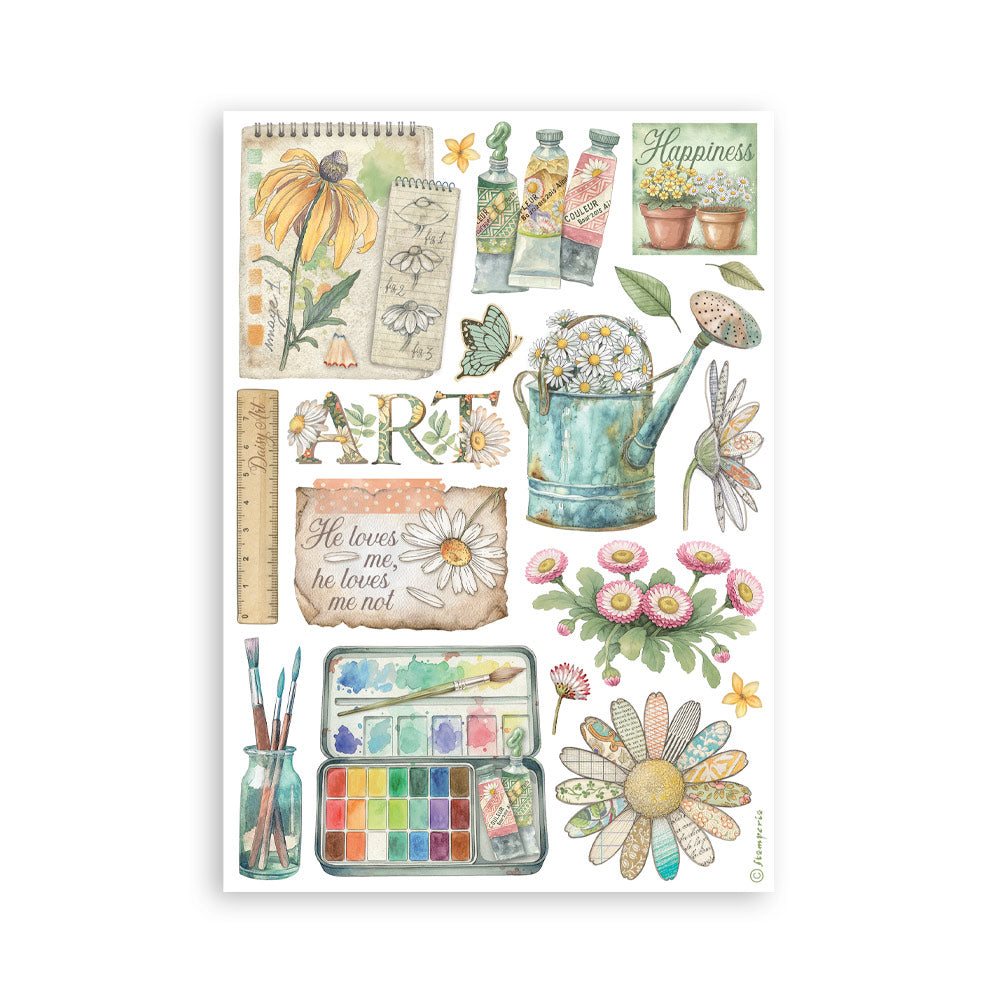 Stamperia - Washi Pad 8 Sheets A5 - Daisy Art
