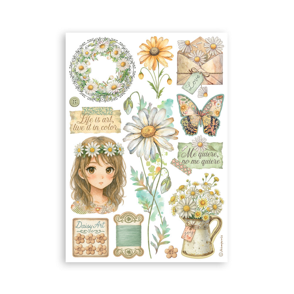 Stamperia - Washi Pad 8 Sheets A5 - Daisy Art