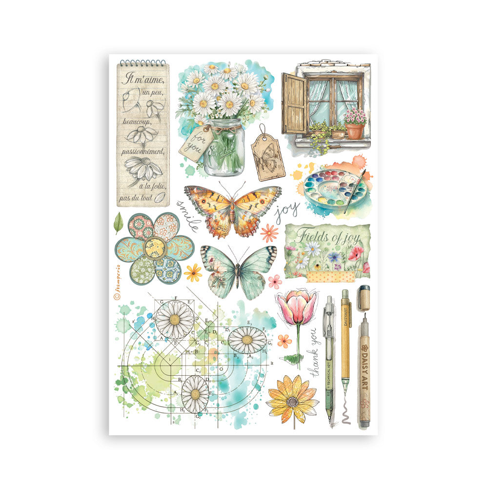 Stamperia - Washi Pad 8 Sheets A5 - Daisy Art