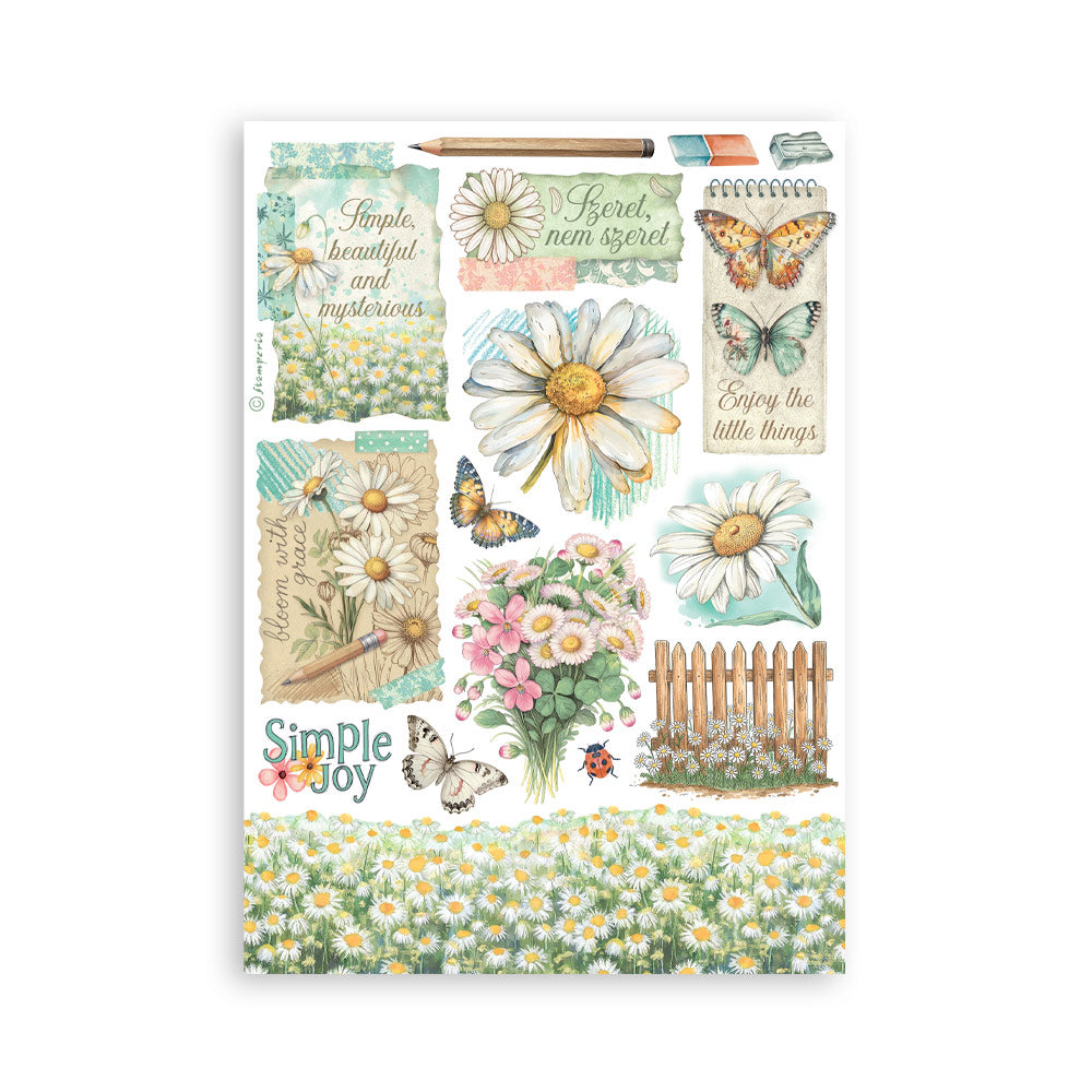Stamperia - Washi Pad 8 Sheets A5 - Daisy Art