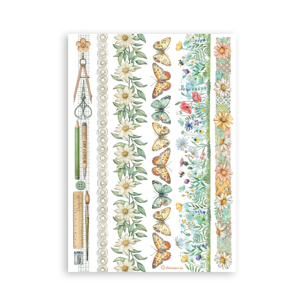 Stamperia - Washi Pad 8 Sheets A5 - Daisy Art