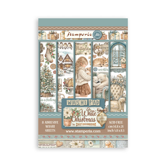 Stamperia - Washi Pad 8 Sheets A5 - White Christmas