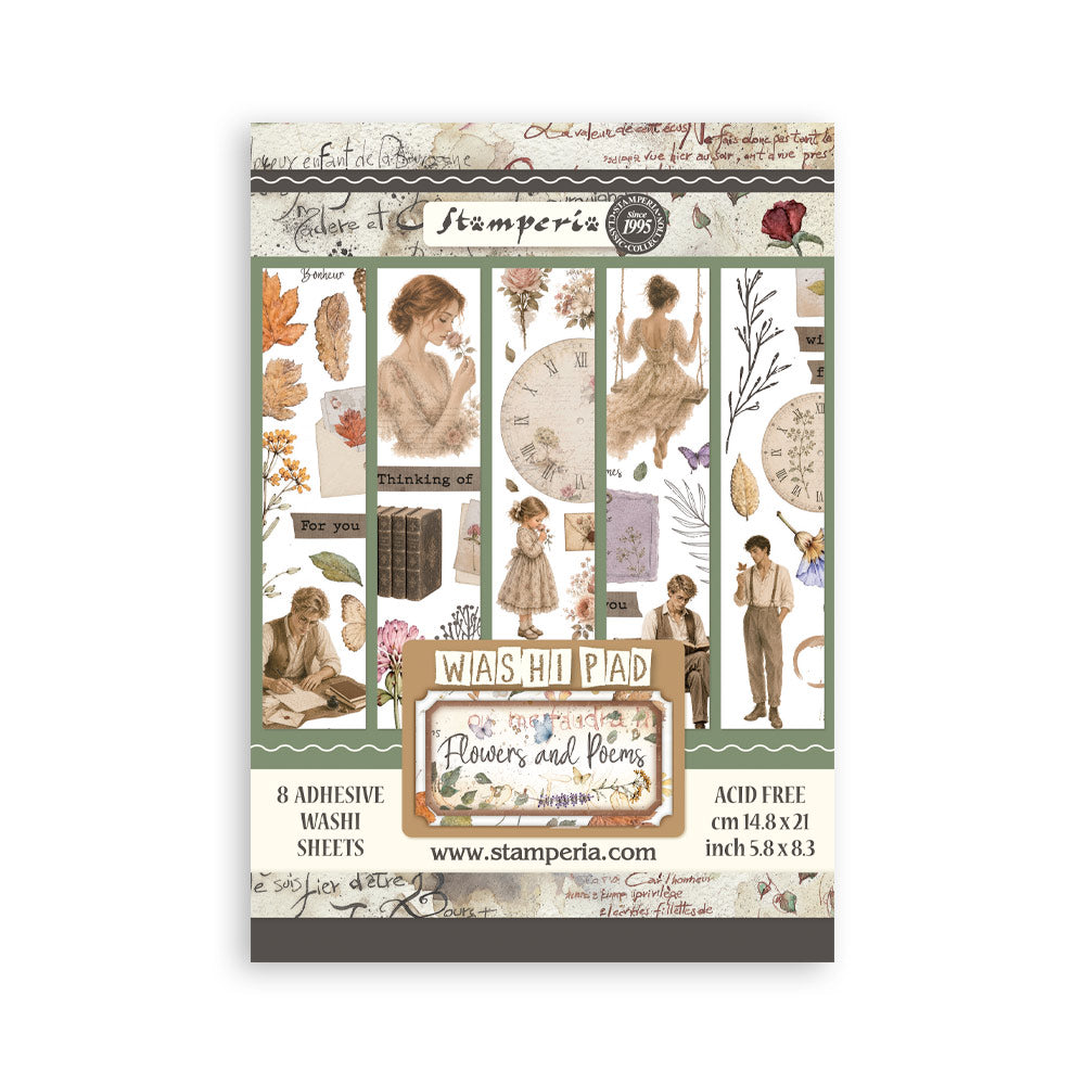 Stamperia - Washi Pad 8 Sheets A5 - Flowers and Poems