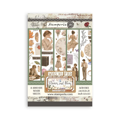 Stamperia - Washi Pad 8 Sheets A5 - Flowers and Poems