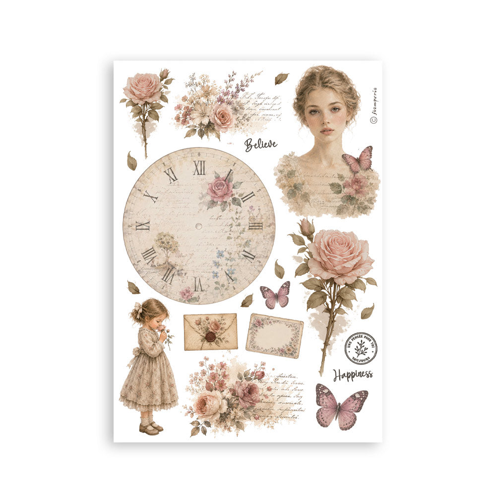 Stamperia - Washi Pad 8 Sheets A5 - Flowers and Poems
