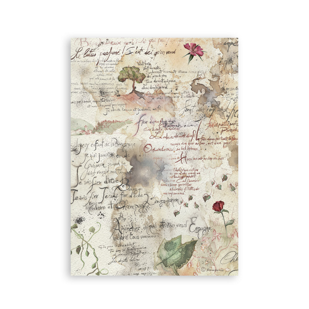 Stamperia - Washi Pad 8 Sheets A5 - Flowers and Poems