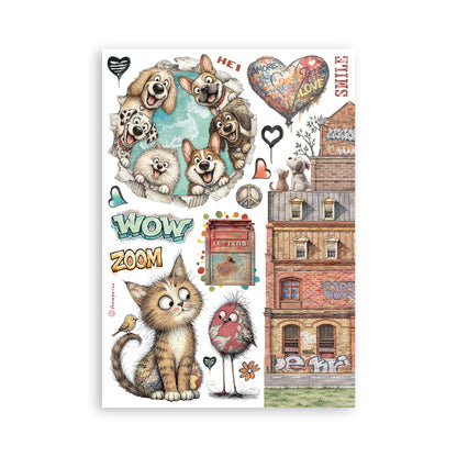 Pre Order - Stamperia - Washi Pad 8 Sheets A5 - Furry Friends 2 (Available end of October)