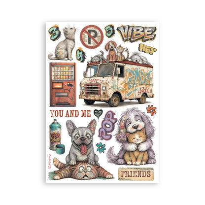 Pre Order - Stamperia - Washi Pad 8 Sheets A5 - Furry Friends 2 (Available end of October)