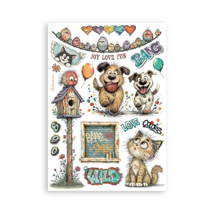 Pre Order - Stamperia - Washi Pad 8 Sheets A5 - Furry Friends 2 (Available end of October)