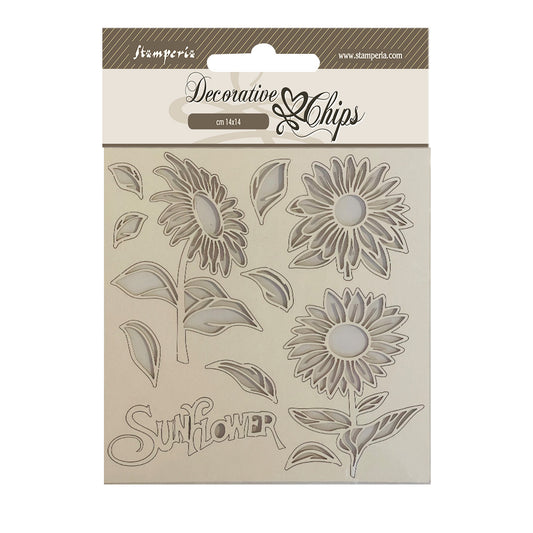 Stamperia - Decorative Chips -  14 X 14 cm - Sunflower Art