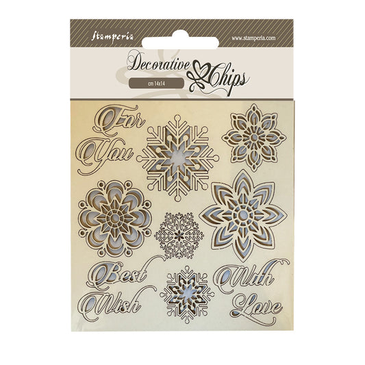Stamperia - Decorative Chips -  14 X 14 cm - Snowflakes