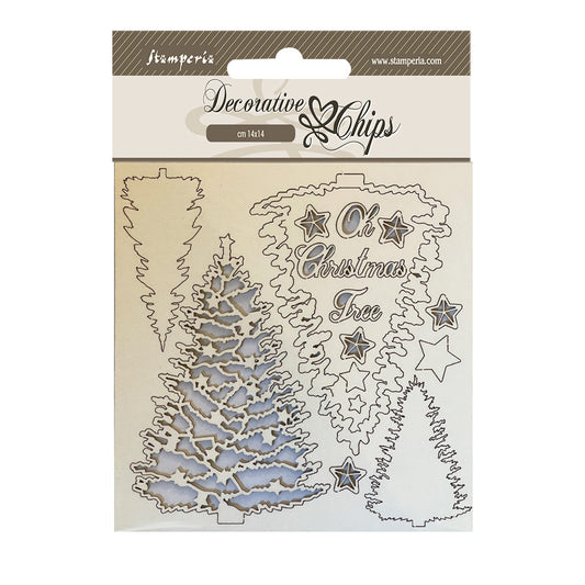 Stamperia - Decorative Chips -  14 X 14 cm - Christmas Tree