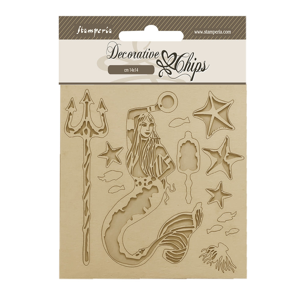 Stamperia - Decorative Chips -  14 X 14 cm - Songs of the Sea- Mermaid